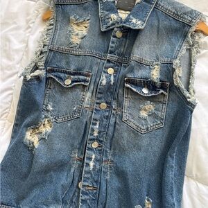 Distressed Denim Vest